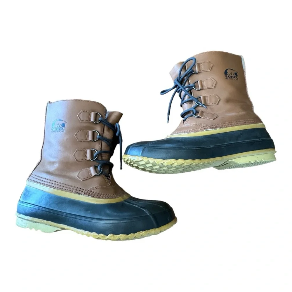 Sorel 1964 Pac Cayenne Leather Lace Waterproof Rubber Duck Boots Men’s Size 10